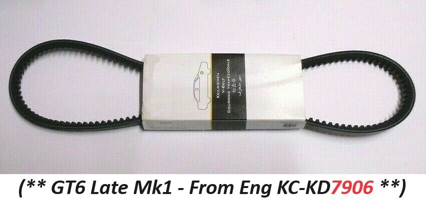 FAN BELT (Triumph GT6) (**Late Mk1**) (** From Eng.KC/KD7906- Sep 68** )